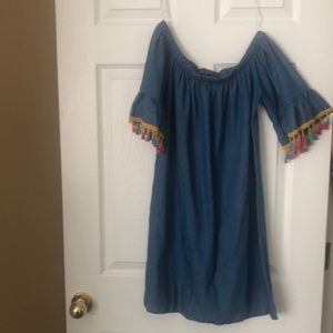 Off the shoulder chambray dress